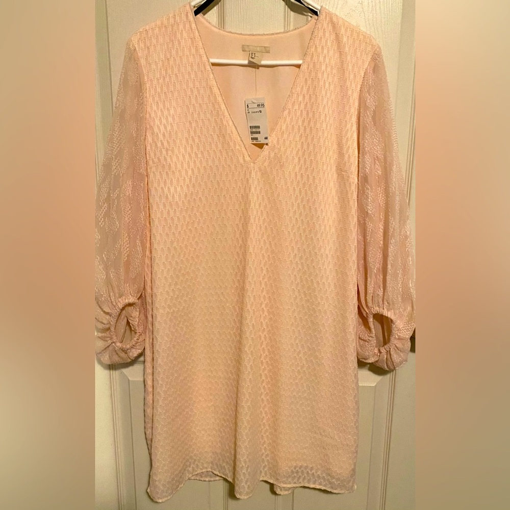 H & M pink dress with billowing sleeves